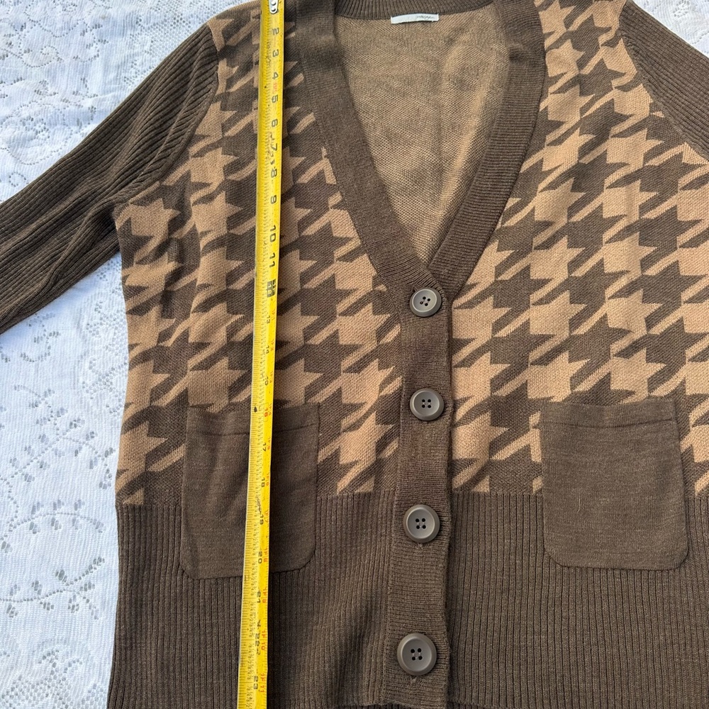 Halogen Brown Houndstooth Cardigan - Picture 4 of 8